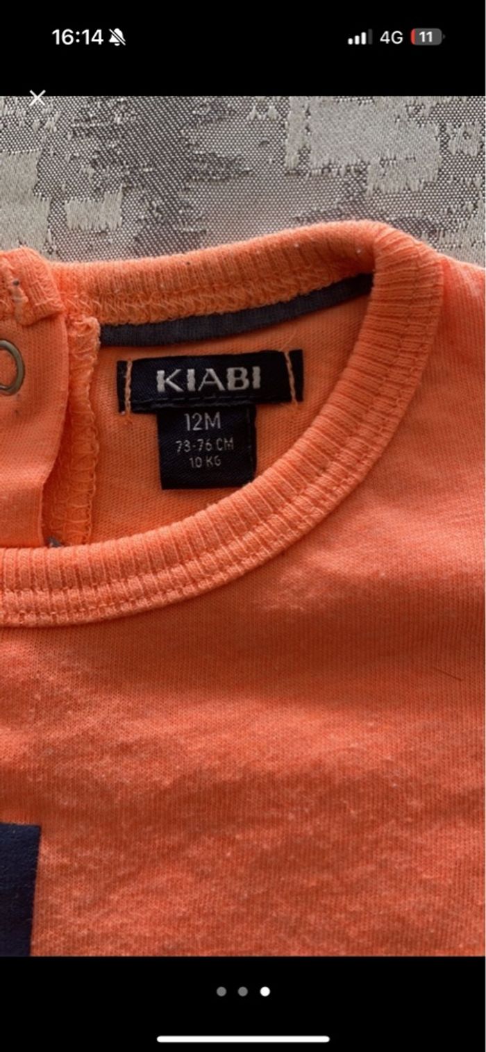 đ Tee-shirt manches courtes bĂ©bĂ© â KIABI 12 mois TBE - photo numĂ©ro 3