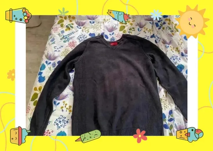 Pull ras de cou col v noir Celio L - photo numéro 2