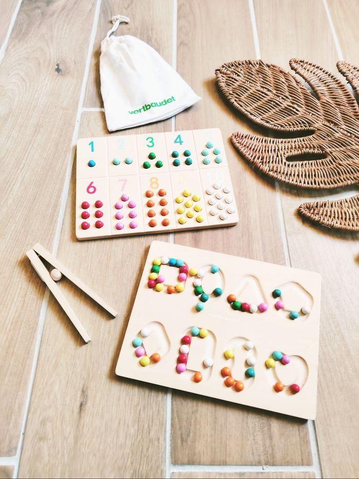 🌈Jeu de motricité-Tri des billes en bois marque Vertbaudet