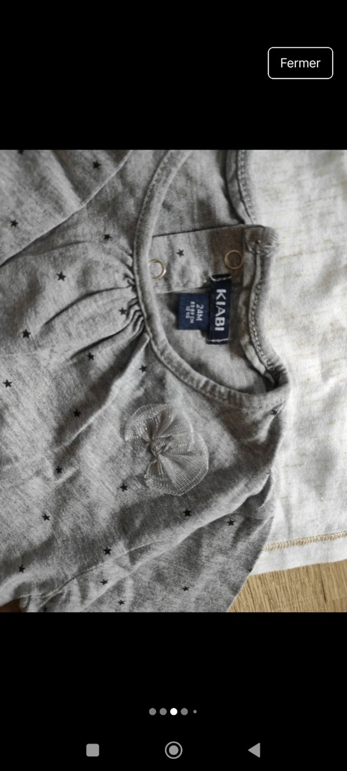Lot 2 t-shirts manches longues fille 24 mois - photo numéro 3