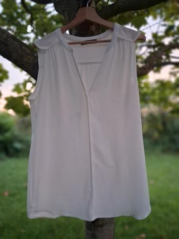 Blouse fluide sans manches crème taille M