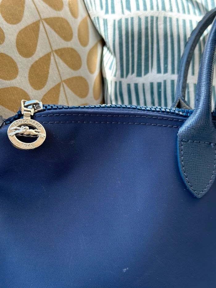 Sac Longchamp bleu marine toile et cuir - photo numéro 3