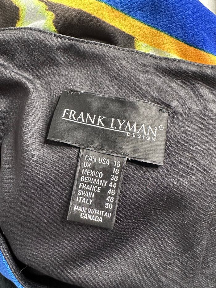 Robe zébrée bariolée jaune et bleue Frank Lyman t46 3XL - photo numéro 6
