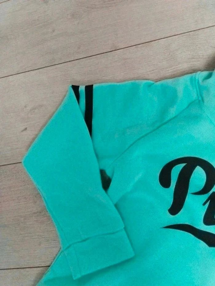 Sweat-shirt à capuche turquoise Pink - photo numéro 3