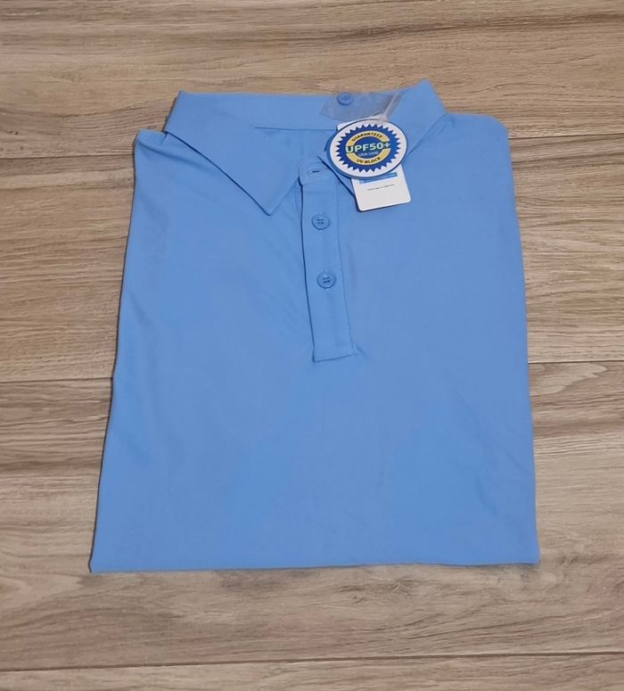 Polo manches courtes homme golf t-shirt slim fit sport tennis respirant bleu
