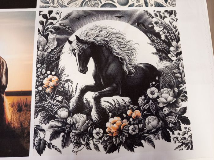 6 panneaux tissu coton 45x45cm motifs Chevaux - photo numéro 6
