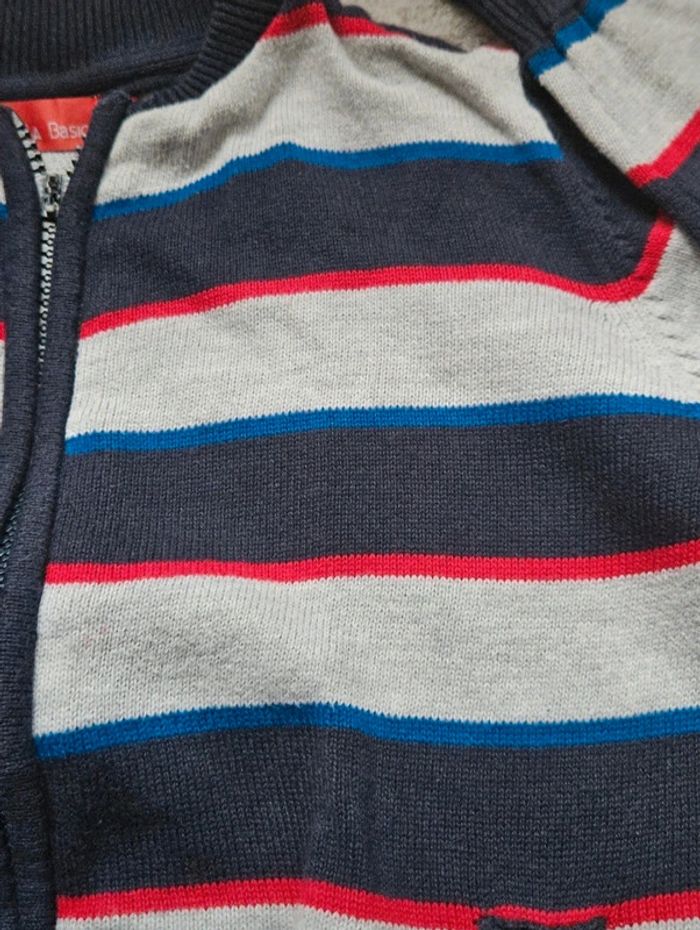 Gilet zippé rayé bleu marine et gris Tissaia 5 ans - photo numéro 2