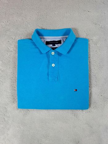 Polo Tommy Hilfiger Manches courtes - Turquoise, Bleu clair logo brodé - S Hommes - 100% Coton