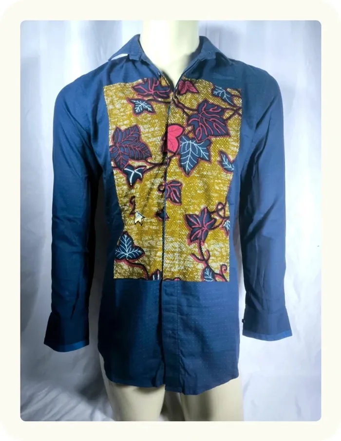 Chemise manches longues homme wax tissu africain luxe Sean Nobayo Taille 40 L