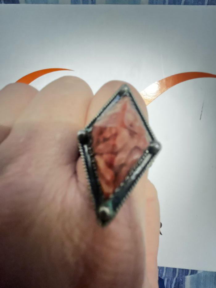 Bague argent massif et corail pour femme, taille 57 - photo numéro 4
