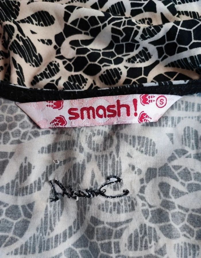 💗robe femme floral noir et blanc t s 36 logo brodé smash - photo numéro 5
