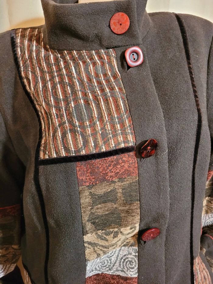 Manteau laine marron beige, orange Scottage - photo numéro 2