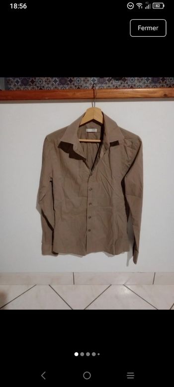 Chemise unie homme marron clair c79