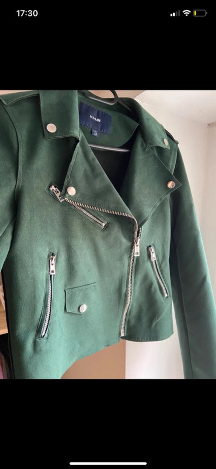 Veste perfecto en suédine vert - photo numéro 3