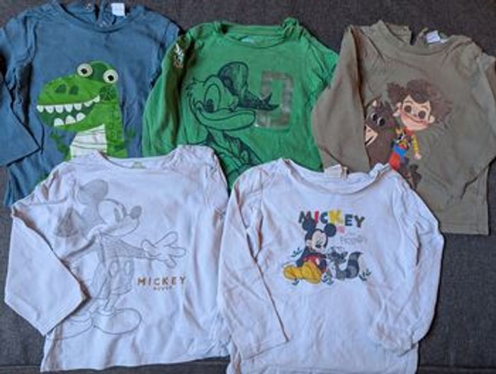 Lot 5 tee shirts manches longues Disney 2 ans