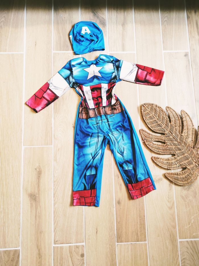 🥸 Déguisement /costume rembourré avec cagoule Captain America marvel avengers pour enfant