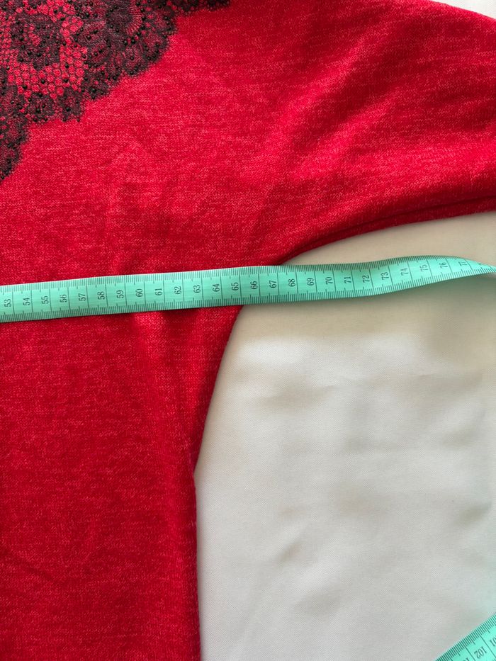 Pull rouge à manches 3-4 avec détail noir en dentelle - Plus Collection - 3XL/4XL-46/48 - photo numéro 7