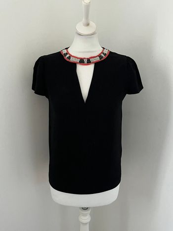 Blouse noire col fantaisie Maje S