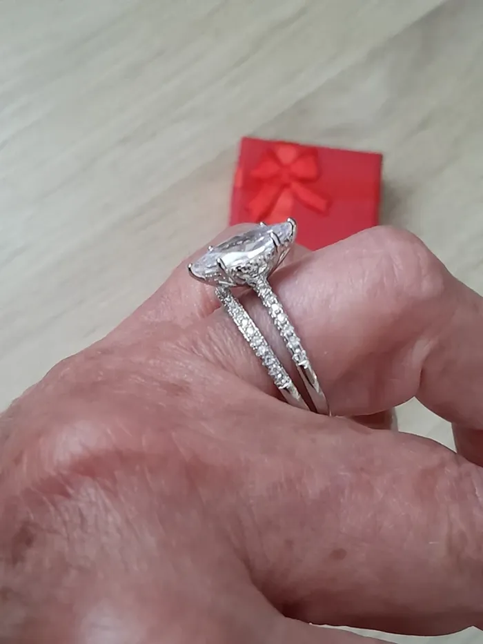 Ensemble de 2 bagues, Alliance + Bague coupe marquise, taille 60 - N° 02 - photo numéro 7