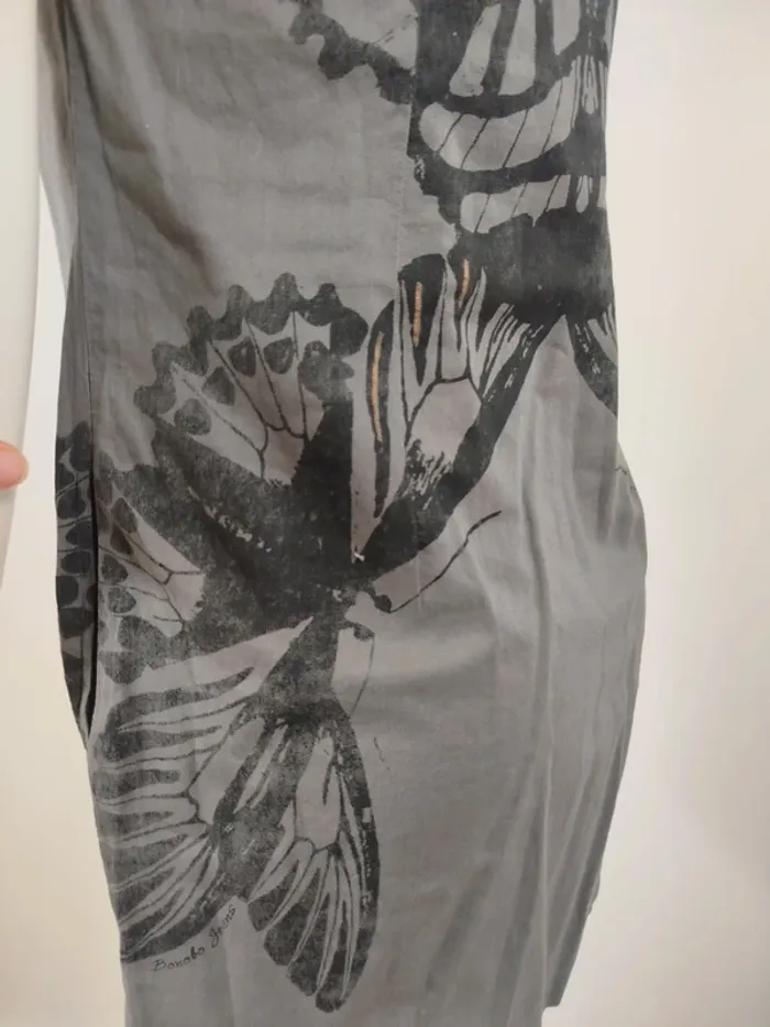 Robe grise imprimé papillon Bonobo Jeans taille unique à zip dans le dos A1567 - photo numéro 7