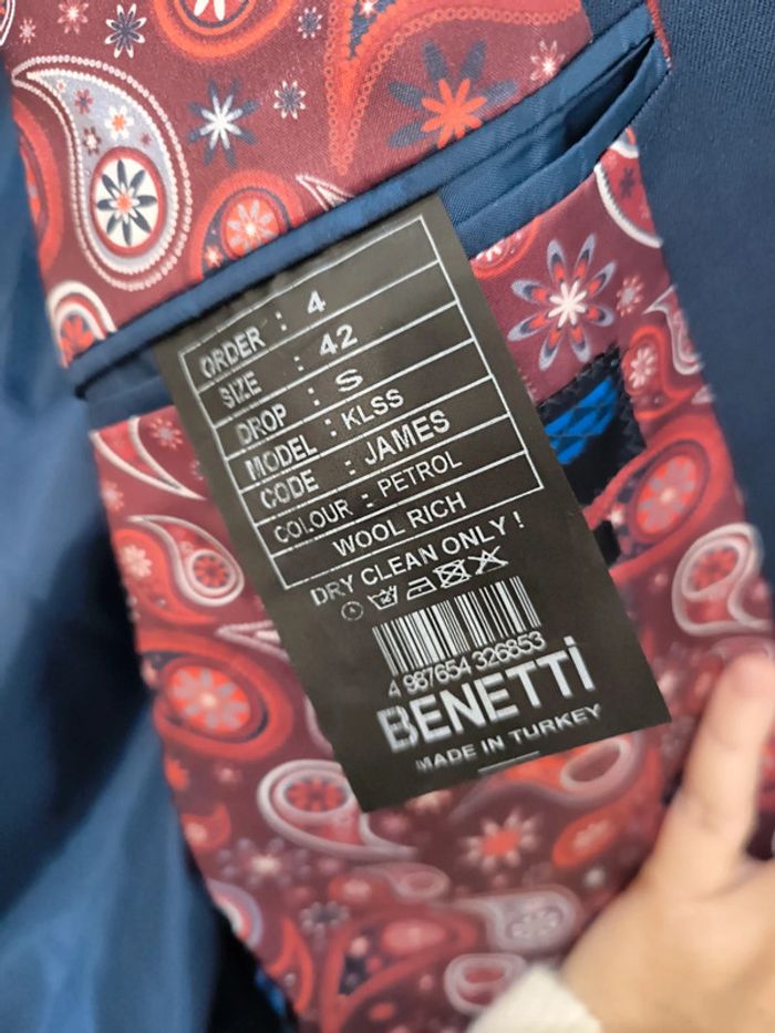 Veste couleur pétrol costume taille 42 neuf benetti - photo numéro 5