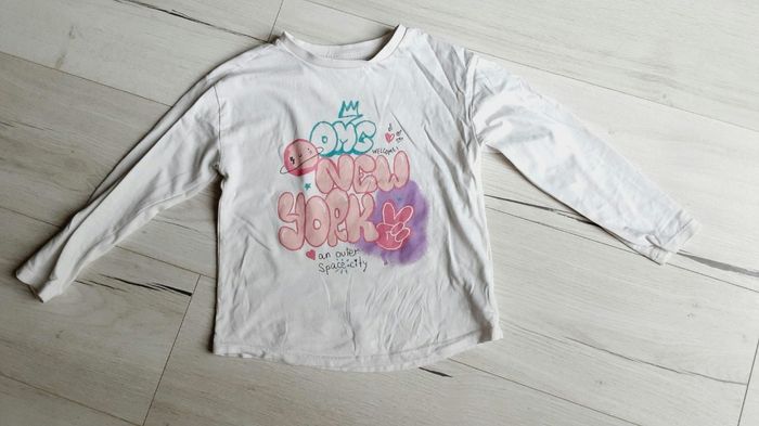 Vêtement fille tee-shirt manches longues blanc motif New York Tex 6 ans