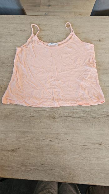 Débardeur court et large rose très clair, à bretelles, Zara, taille L