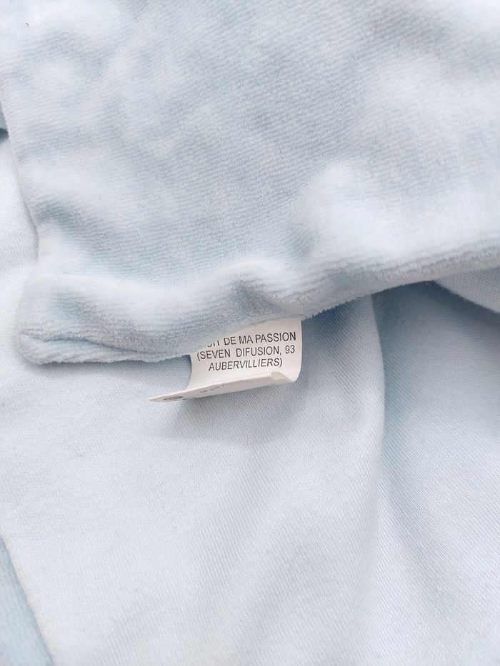 Doudou plat ours bleu blanc j’aime Maman et Papa Fruit de ma passion nœud blanc - photo numéro 6