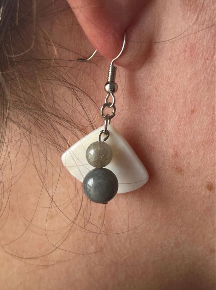 Boucle d’oreille en labradorite naturelle - photo numéro 2