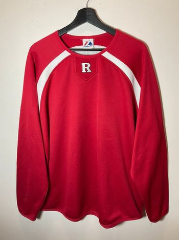 Sweat long à col rond pour homme Majestic Rutgers Scarlet Knights rouge taille XL 190