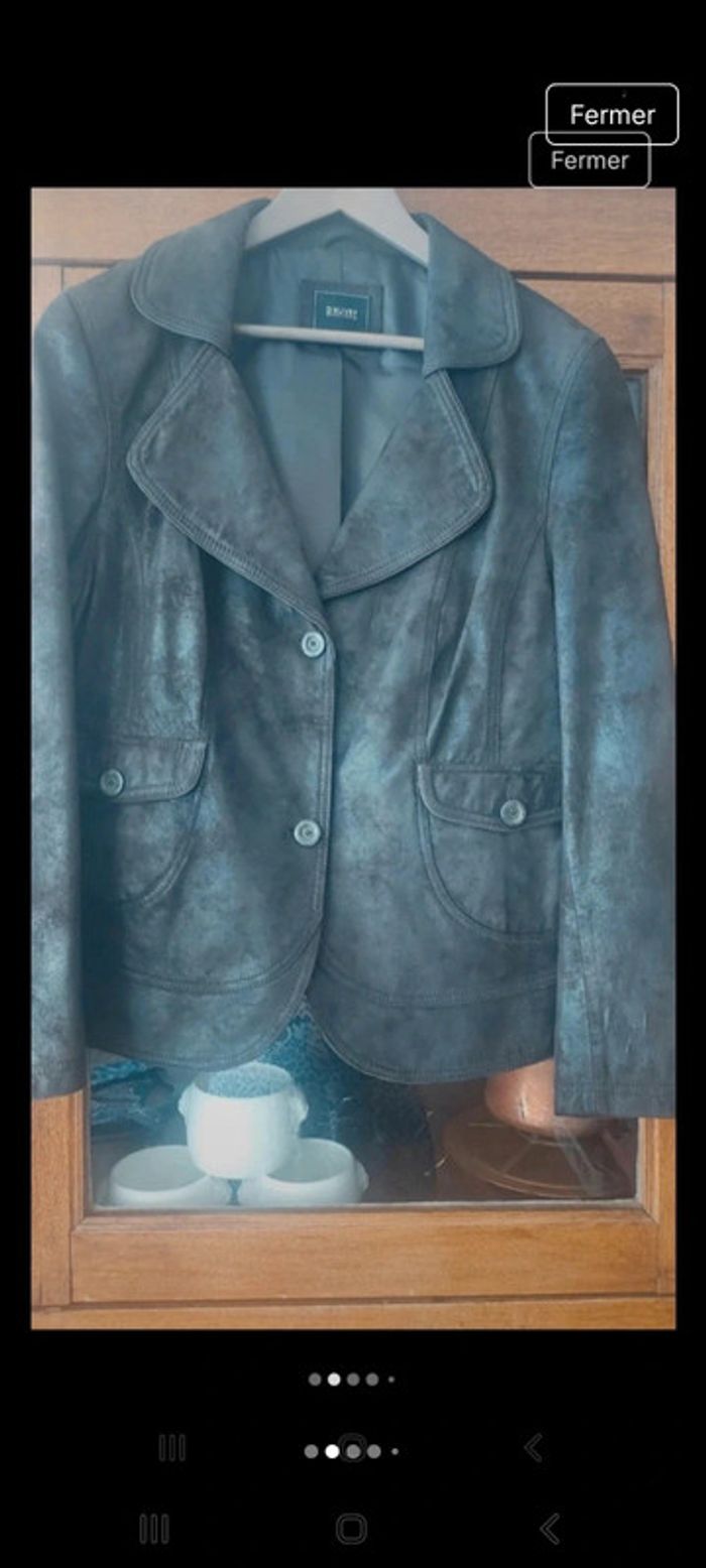 Veste cuir Marron foncé D'Auvry exclusive t 46 - photo numéro 2