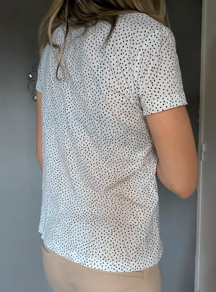 Tee Shirt Blanc pois Noir Xs - photo numéro 2