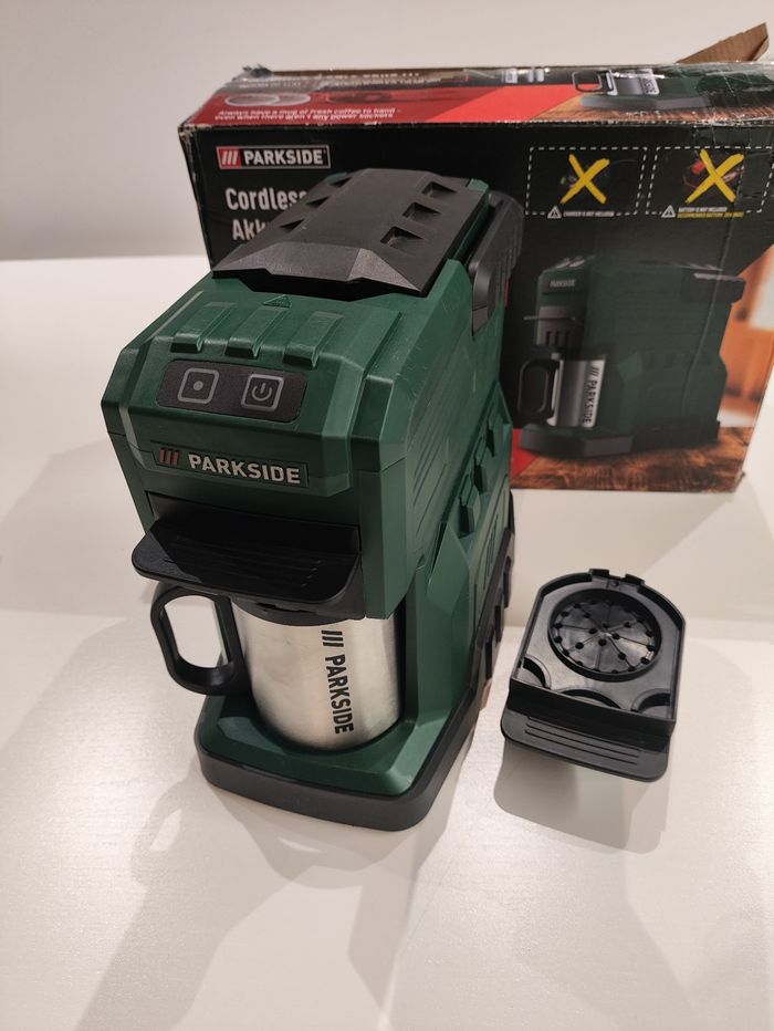 Cafetière Parkside PKMA 20 - Machine à Café 20V Compatible dosettes senseo