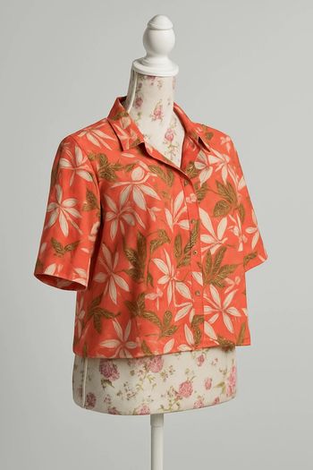 🧡 Chemisier Crop Top XL - Imprimé Tropical & Coupe Loose Ultra Confort 🧡