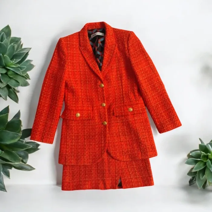 Ensemble tailleur jupe Zara tweed taille S - photo numéro 6