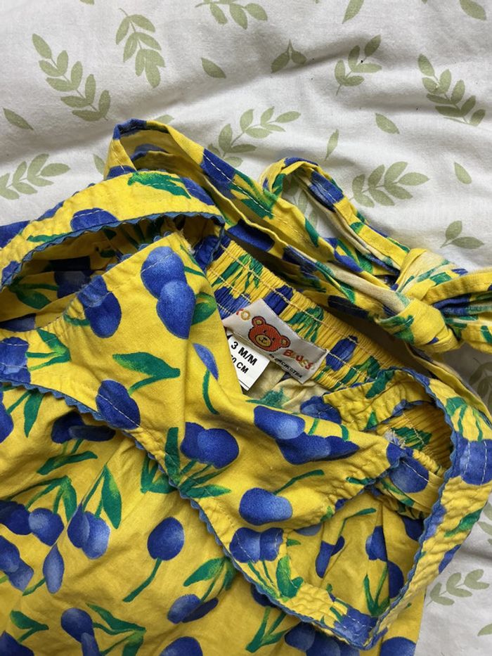 robe sans manches dos nu jaune motifs fruits 3 mois saxo blues - photo numéro 6