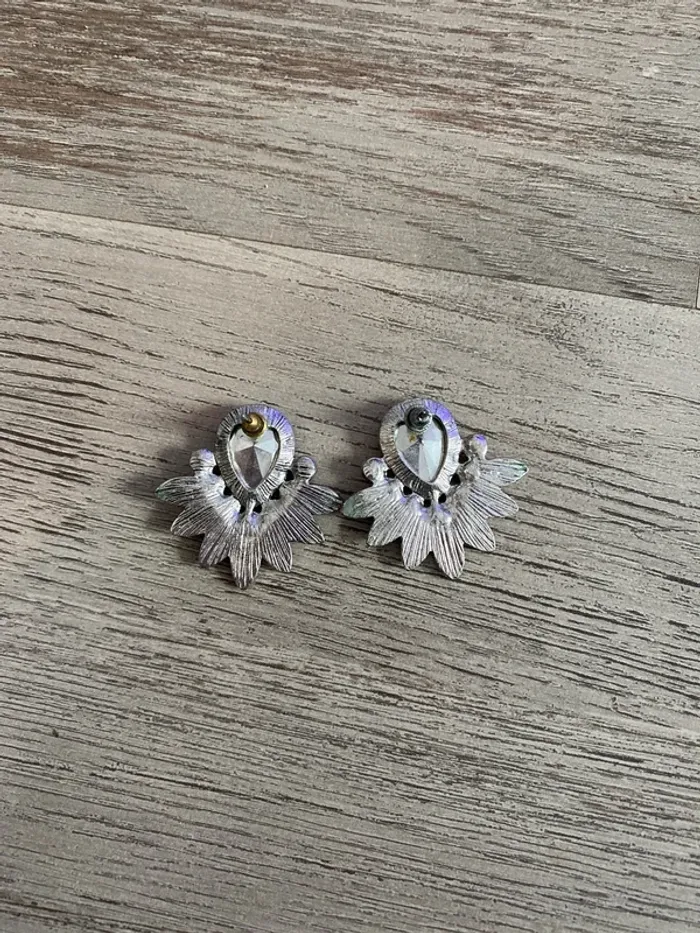 Boucles d’oreilles argentées et roses - photo numéro 3
