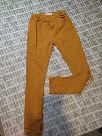 Pantalon jeans slim stretch jaune moutarde in extenso taille 36