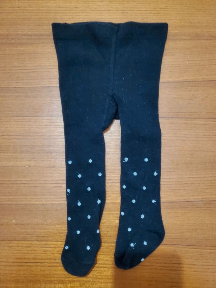 Collant noir pois argentés 6/9mois - photo numéro 2