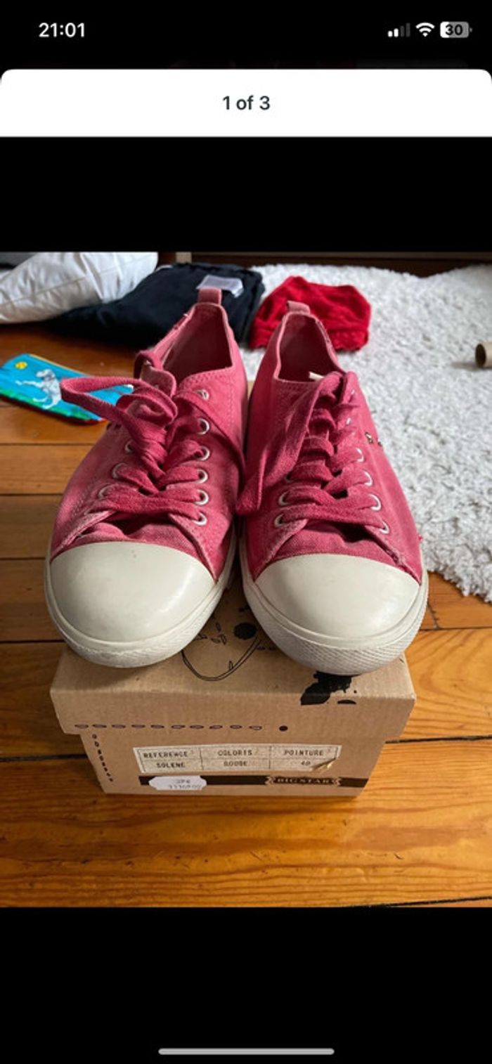 Baskets en toile rose