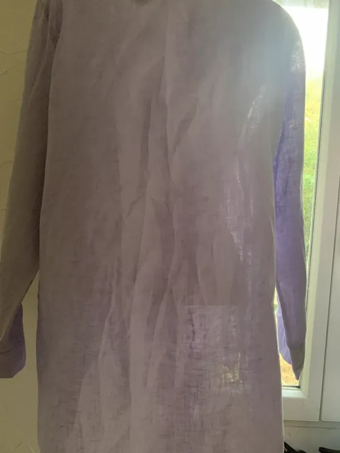 Chemise Zara en lin couleur lilas taille XL - photo numéro 5