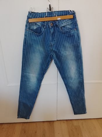 Jean rayé bleu et blanc 