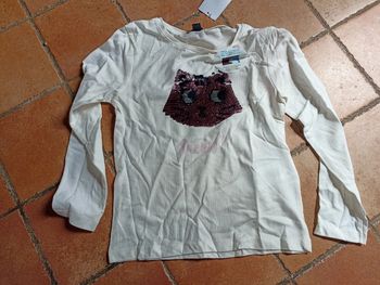 T shirt Chat sequin réversible 5 ans