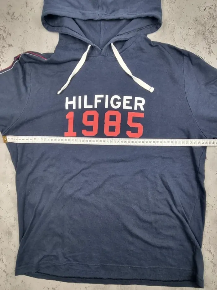 Sweat fin à capuche Tommy Hilfiger bleu marine L Hommes (mesures en photos) - photo numéro 7