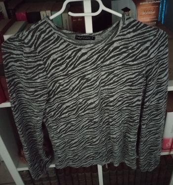 Pull gris zèbrè porté une fois