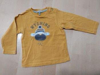Pull fin bébé 6 mois singe moutarde