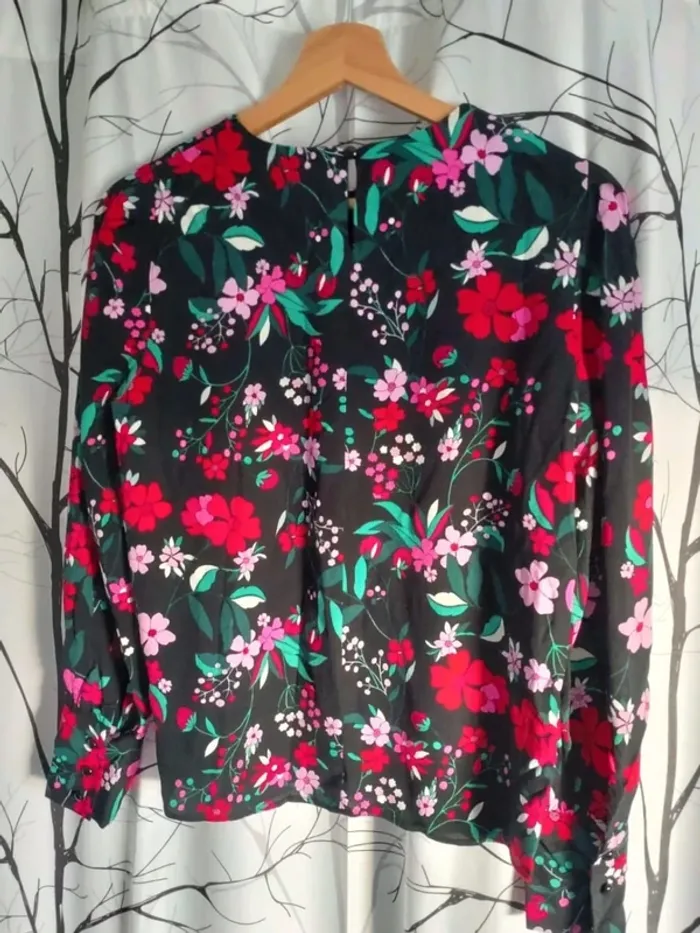 Blouse femme noir fleurs multicolores, Mango, taille XS - photo numéro 4