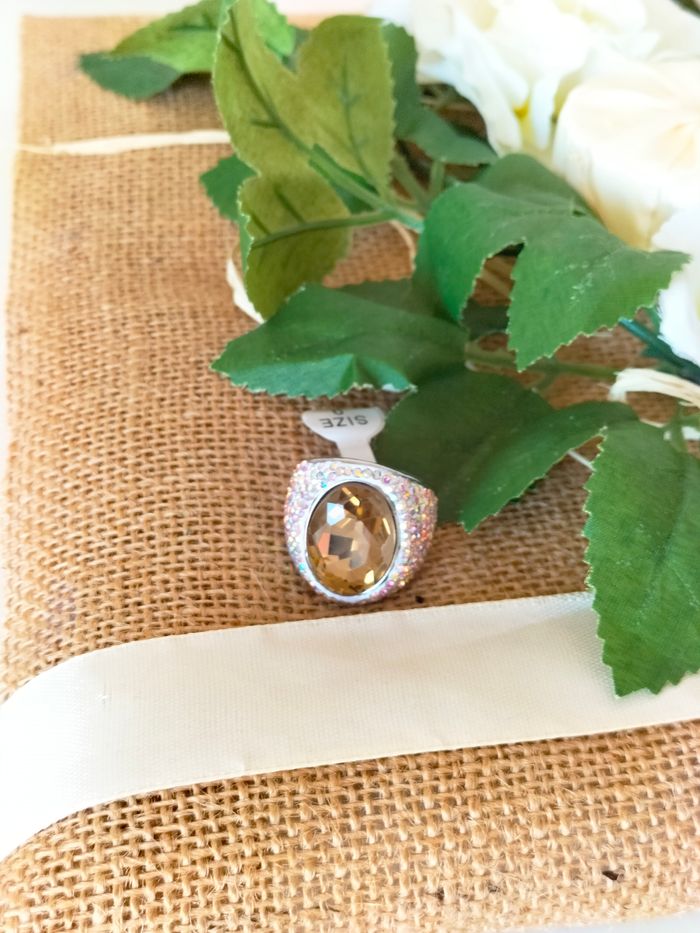 Bague de luxe personnalisée en acier inoxydable sertie de strass brillants neuve
