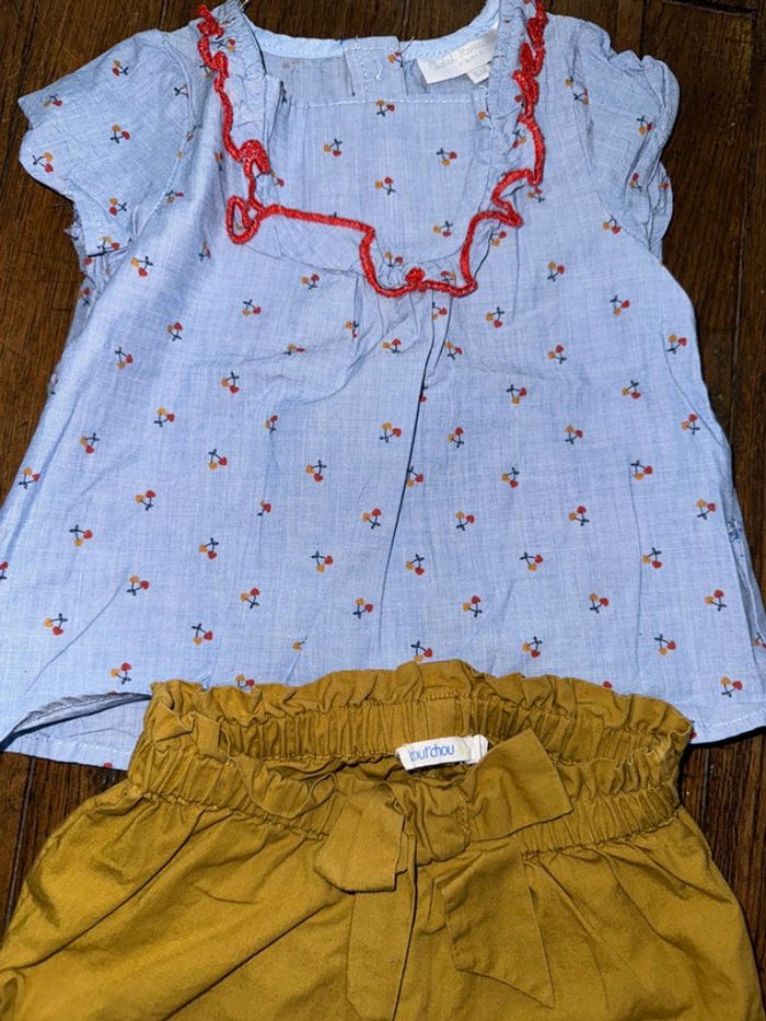 Blouse cadet rousselle et short Bout’chou 6 mois - photo numéro 2