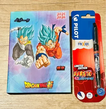 Agenda Dragon Ball Z, 25, 26 et stylo frixions Naruto